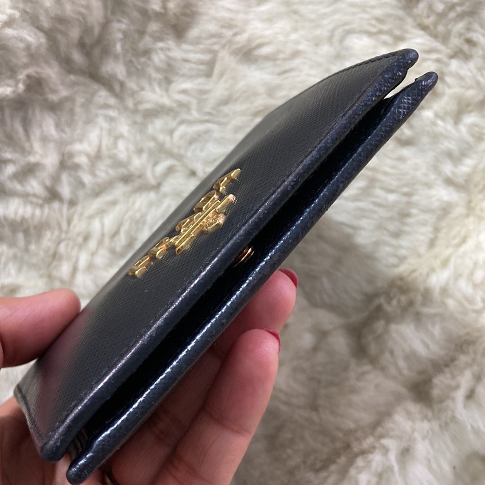Prada Black Saffiano Leather Wallet with Gold Logo - Picture 5 of 12